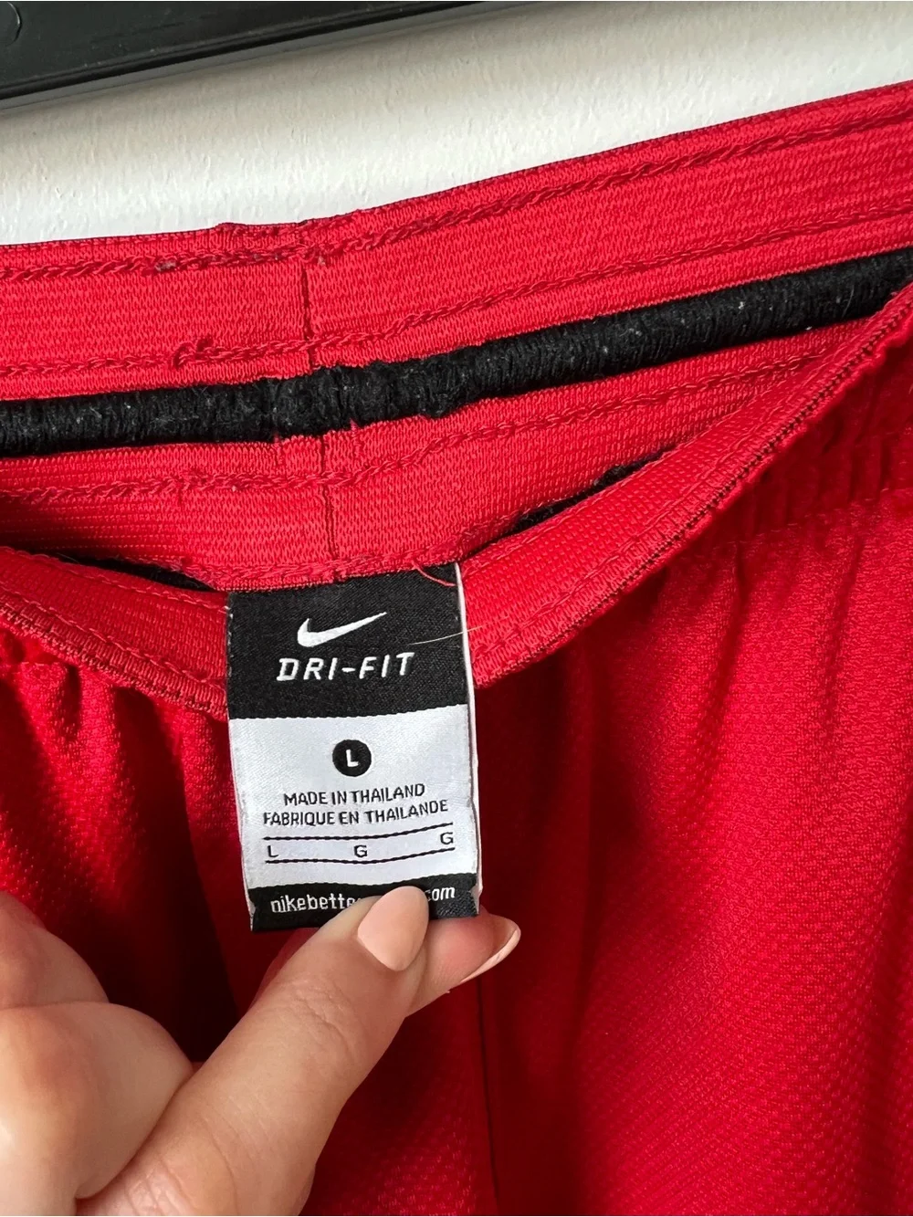 Nike Red Men's Athletic Shorts with Black Side Panels